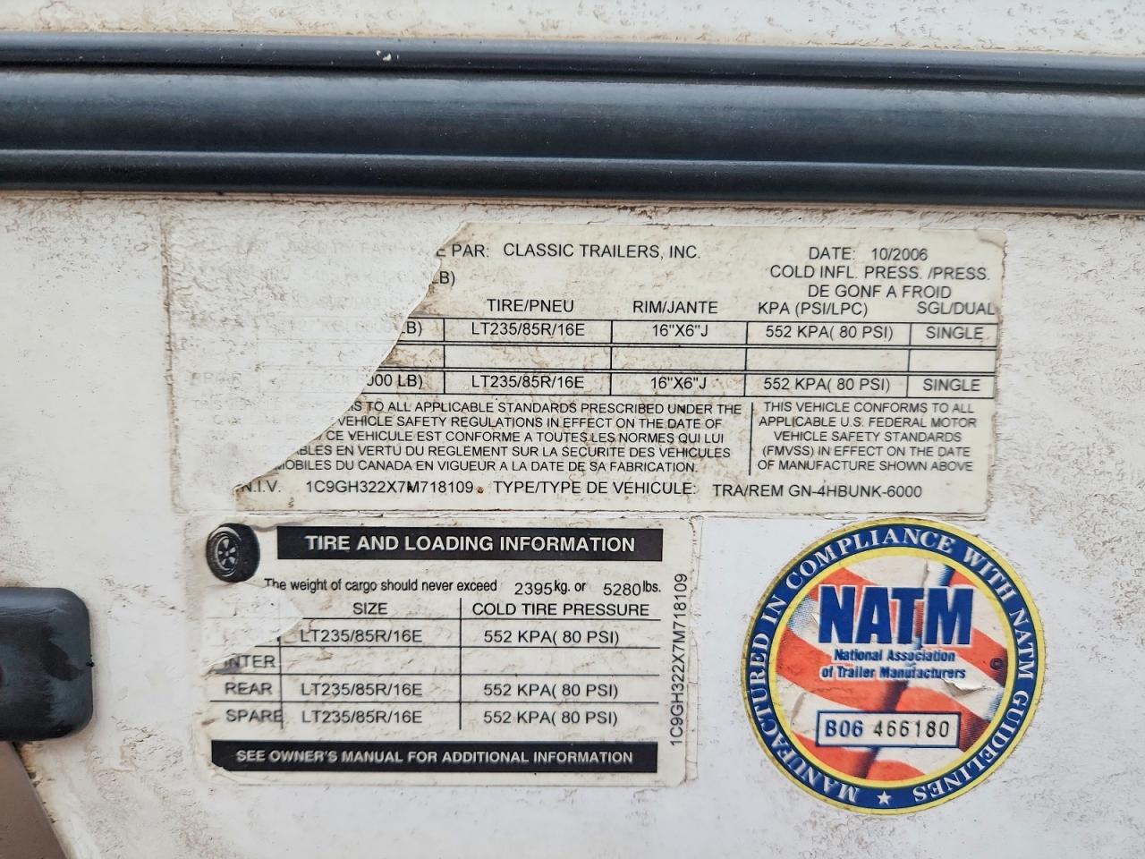 2007 Classic GN-4HBUNK Horse Trailer