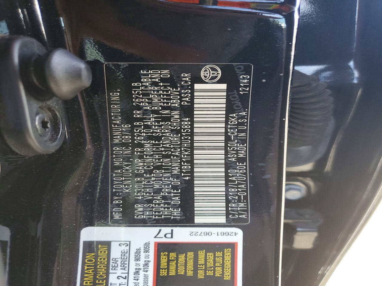 2017 Toyota Camry le