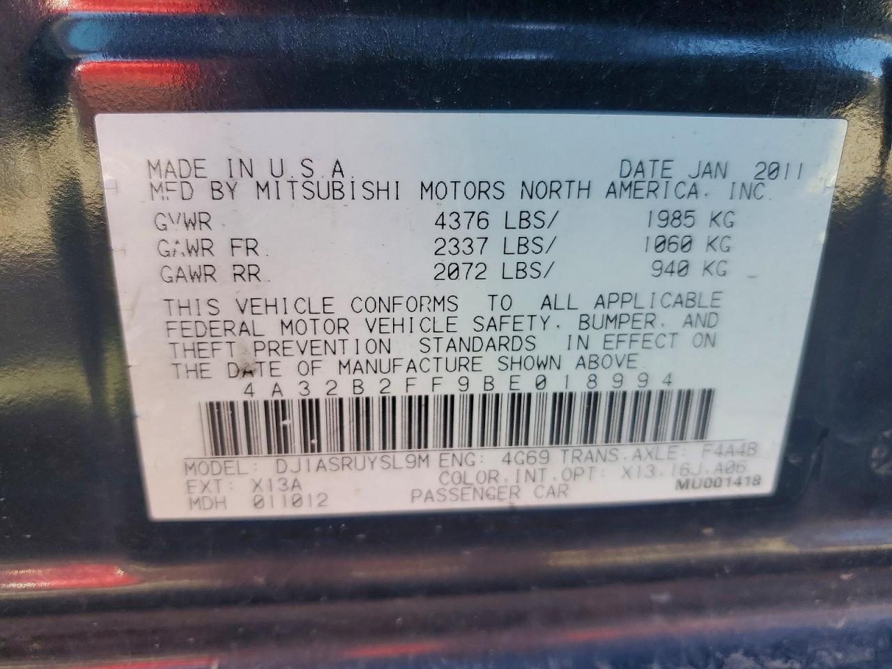 2011 Mitsubishi Galant fe
