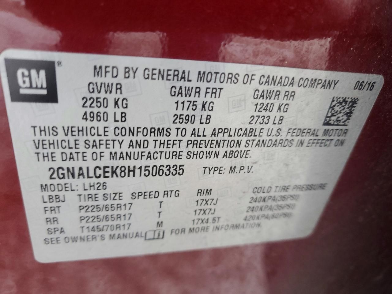 2017 Chevrolet Equinox lt