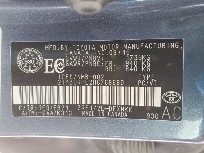 2017 Toyota Corolla l