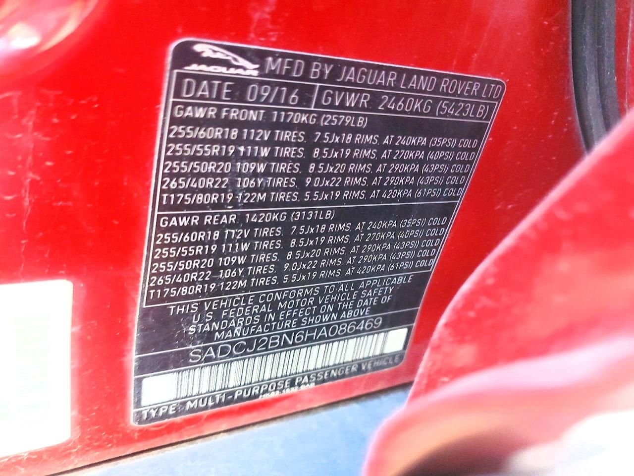 2017 Jaguar F-pace 2.0l I-4 Tdsl 4D suv Premium