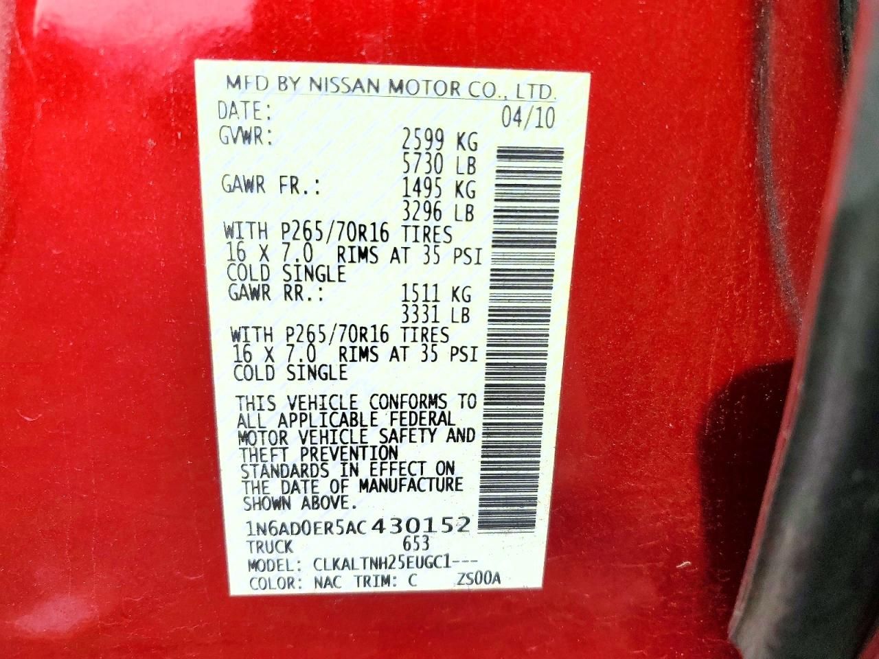 2010 Nissan Frontier Crew cab se