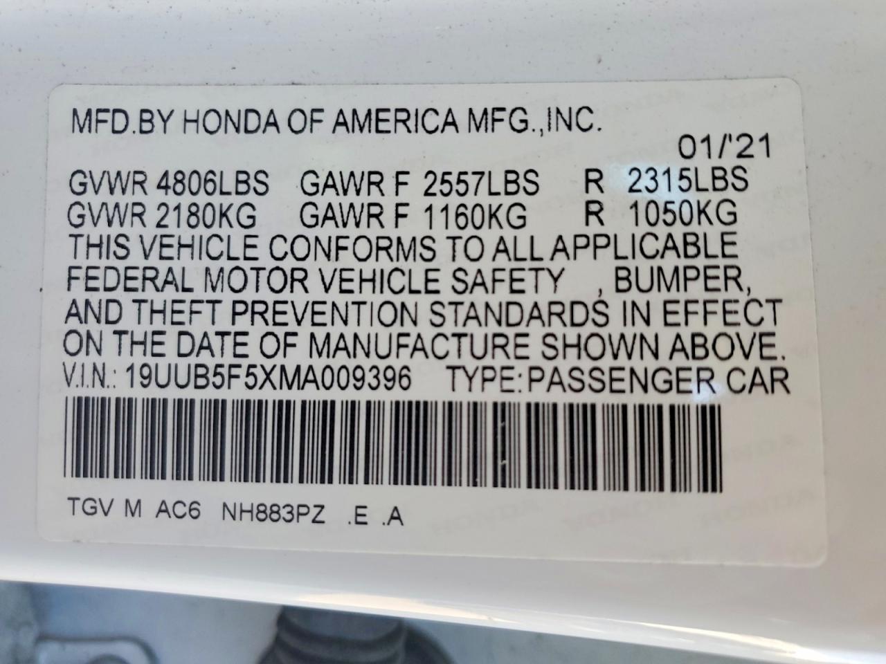 2021 Acura Tlx Tech a
