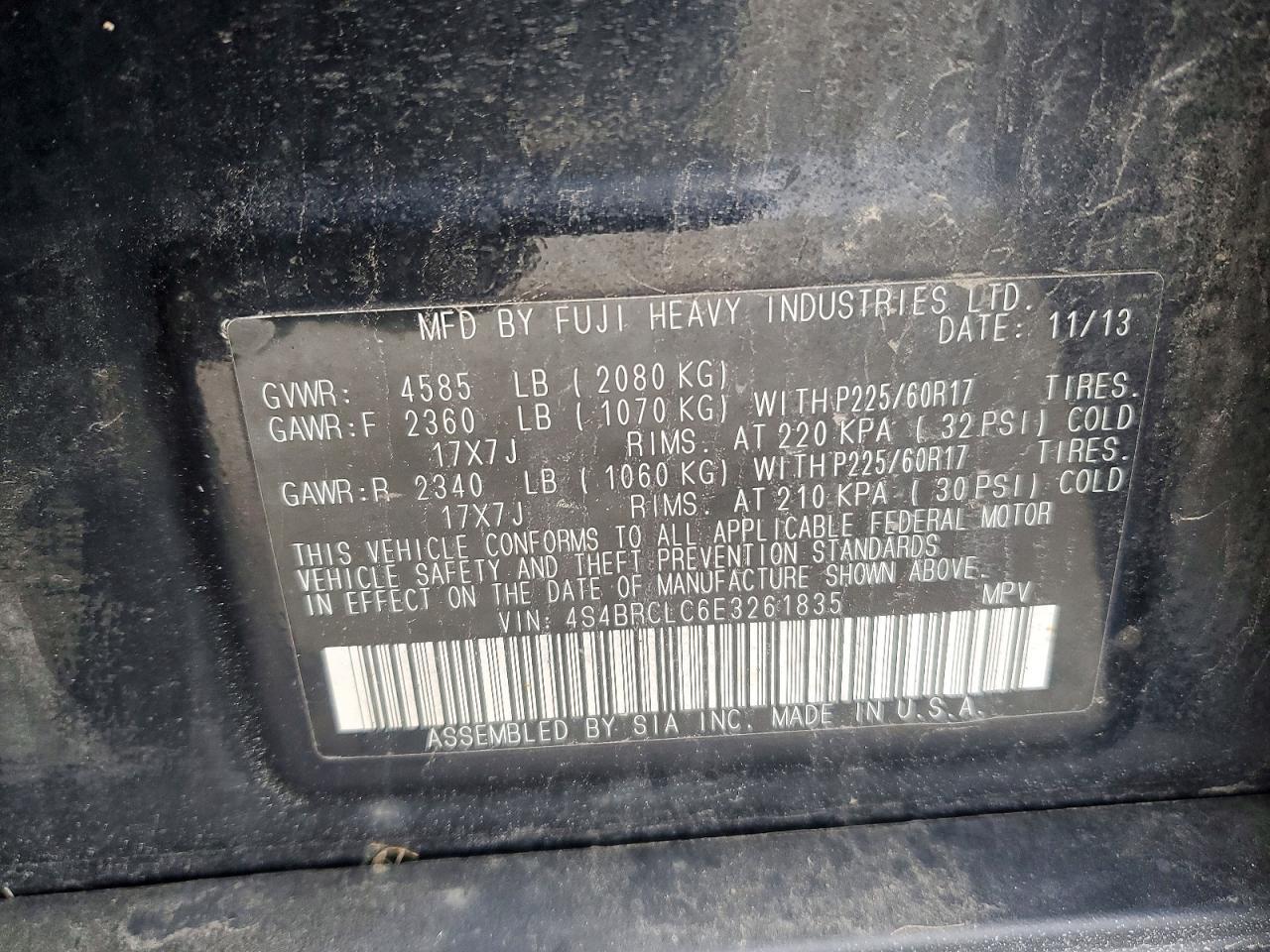 2014 Subaru Outback 2.5I Limited