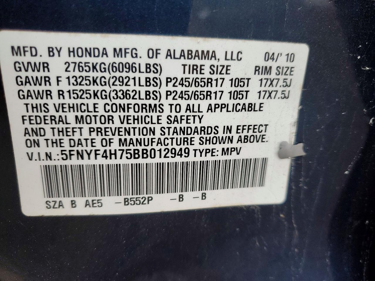 2011 Honda Pilot Exln