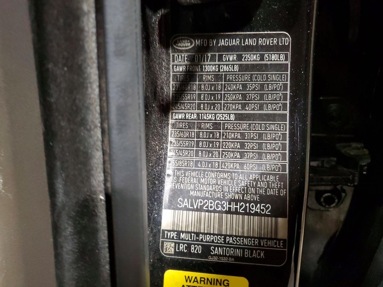 2017 Land Rover Range Rover Evoque se