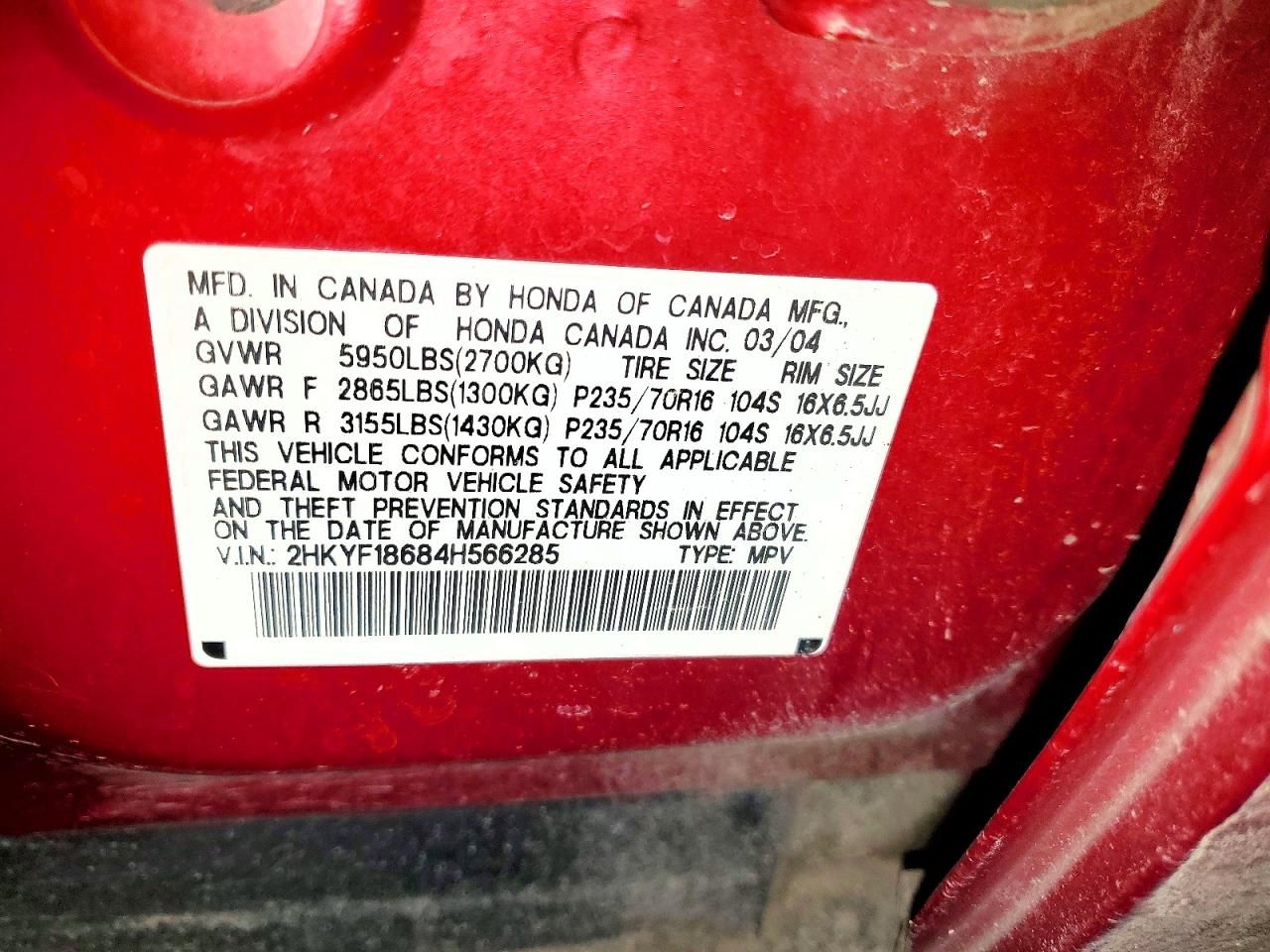 2004 Honda Pilot exl