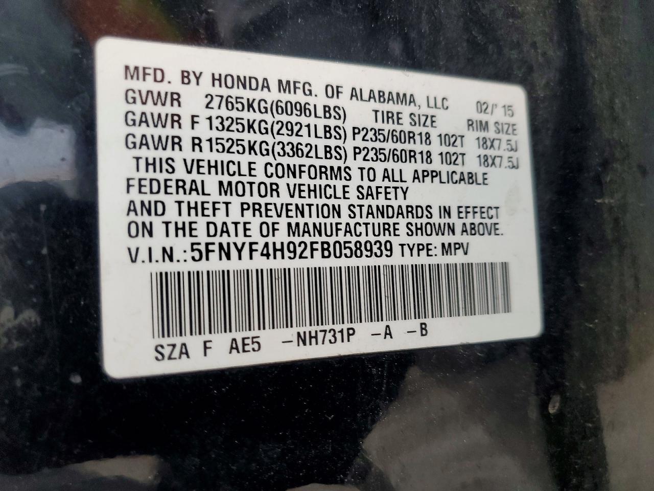 2015 Honda Pilot Touring