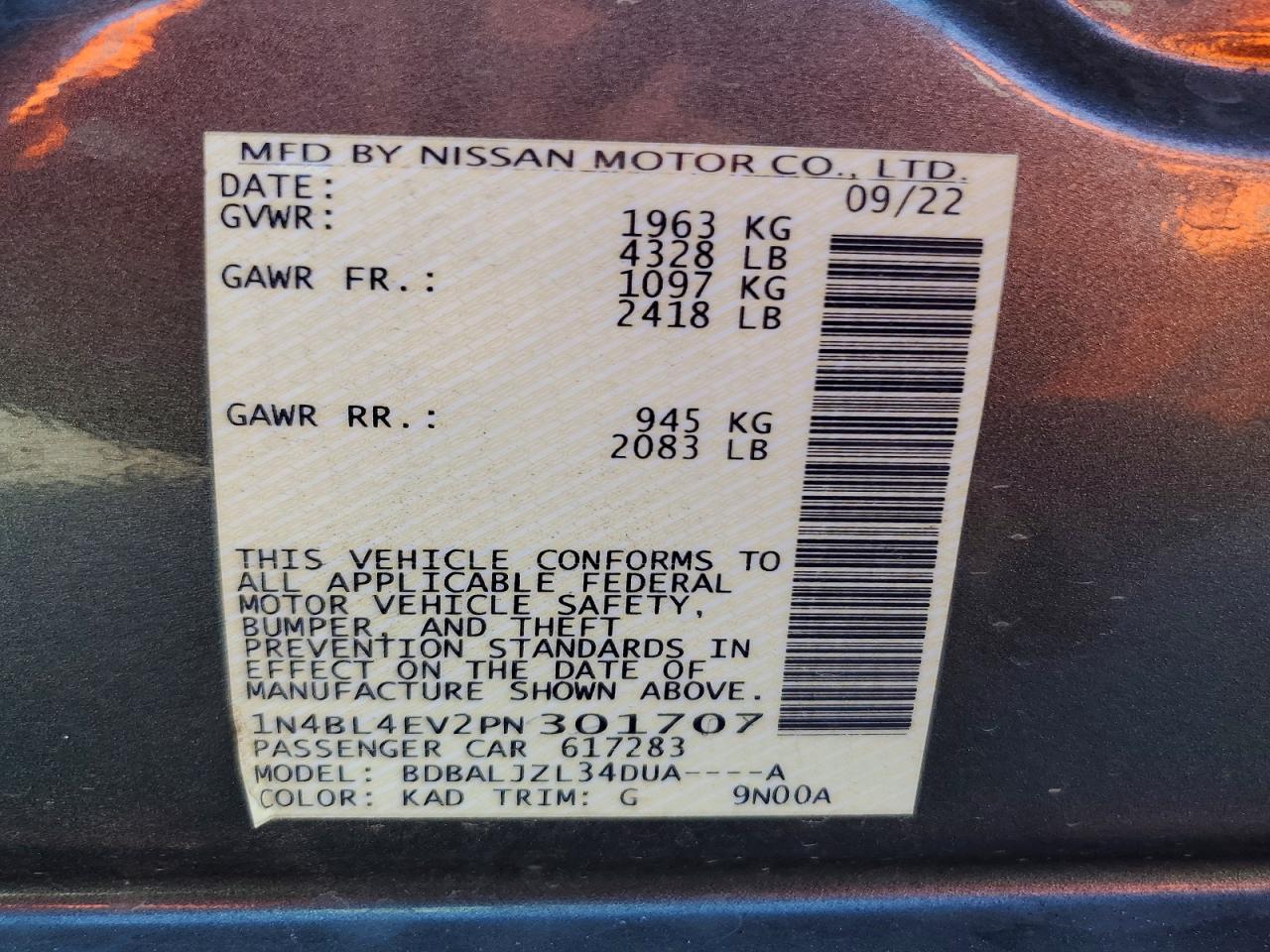 2023 Niss Altima 2.5 sl