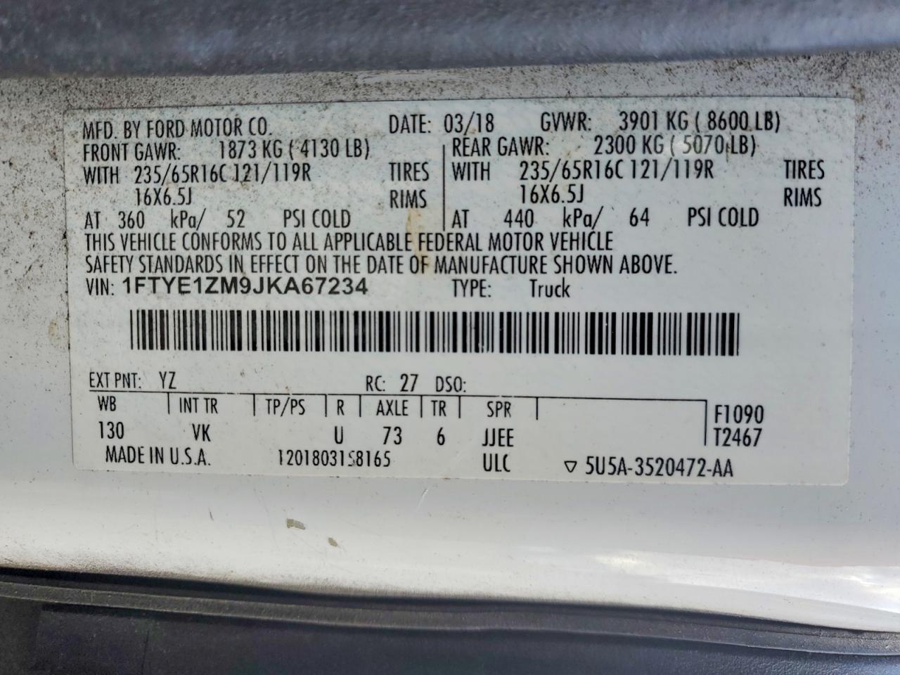 2018 Ford Transit 150 Utility / Service Van
