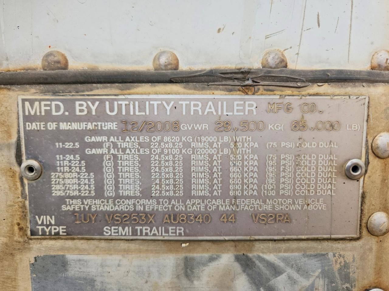2010 Utility VS2RA Refrigerated Van Trailer