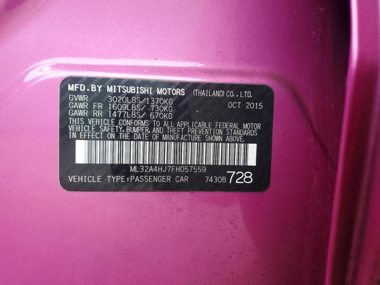 2015 Mitsubishi Mirage es