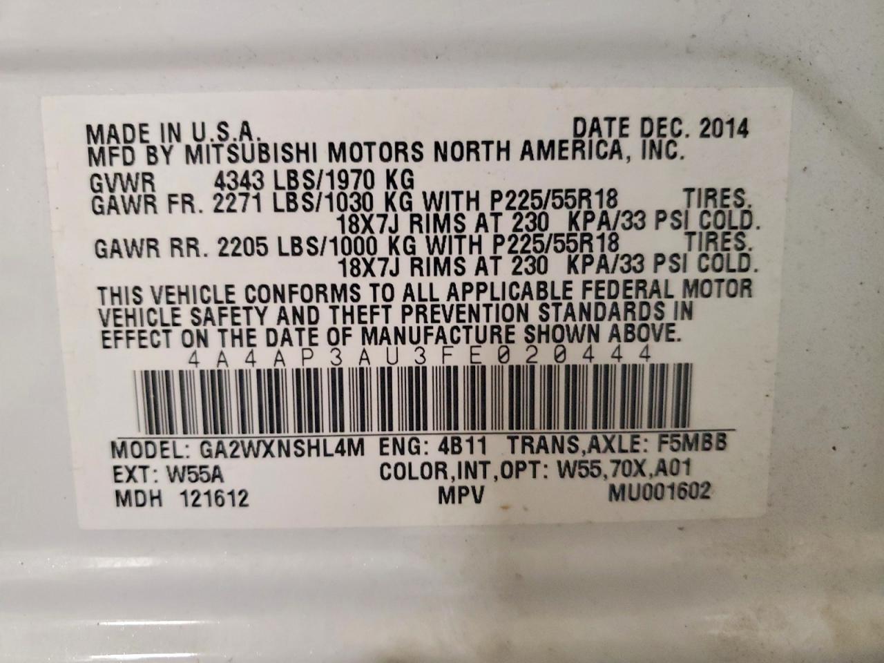 2015 Mitsubishi Outlander Sport es
