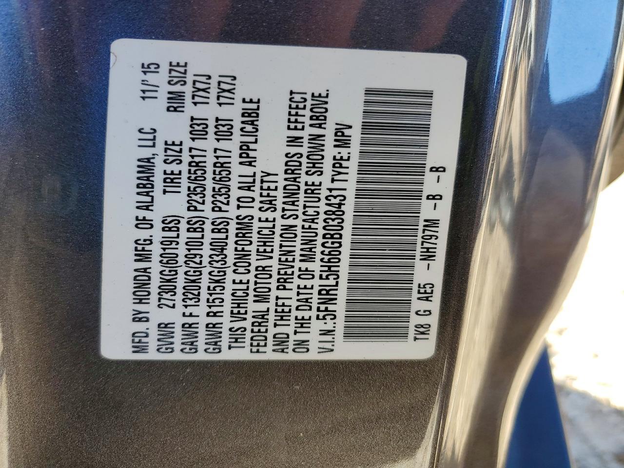 2016 Honda Odyssey exl