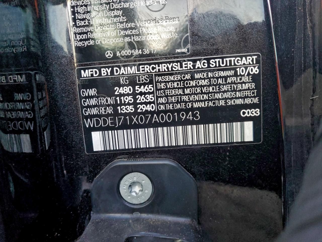 2007 Mercedes-Benz Cl 550