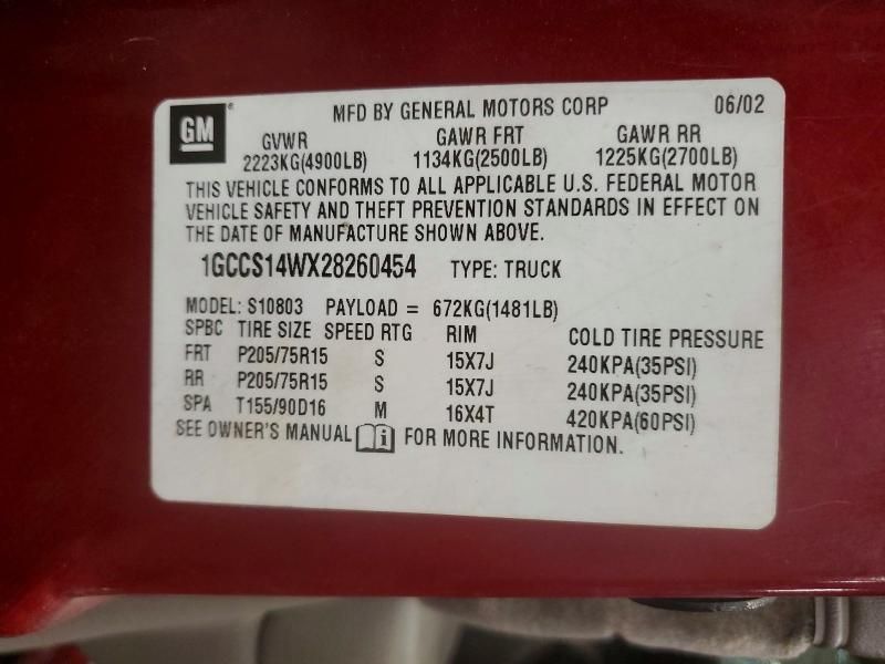 2002 Chevrolet S Truck S10