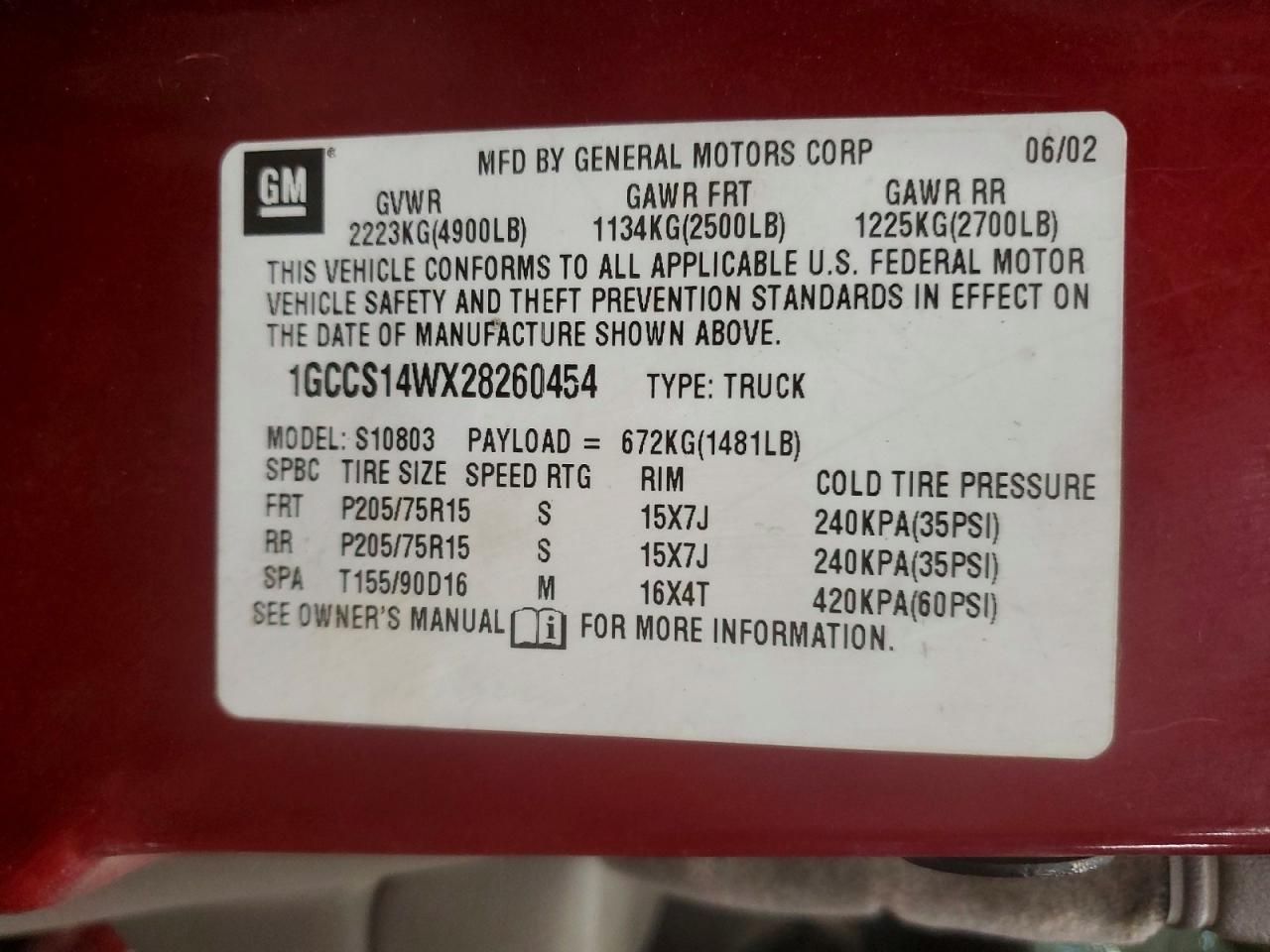 2002 Chevrolet S Truck S10