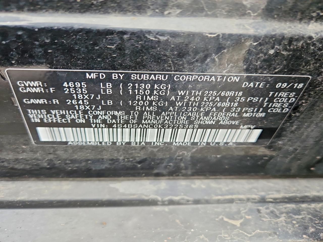 2019 Subaru Outback 2.5i Limited