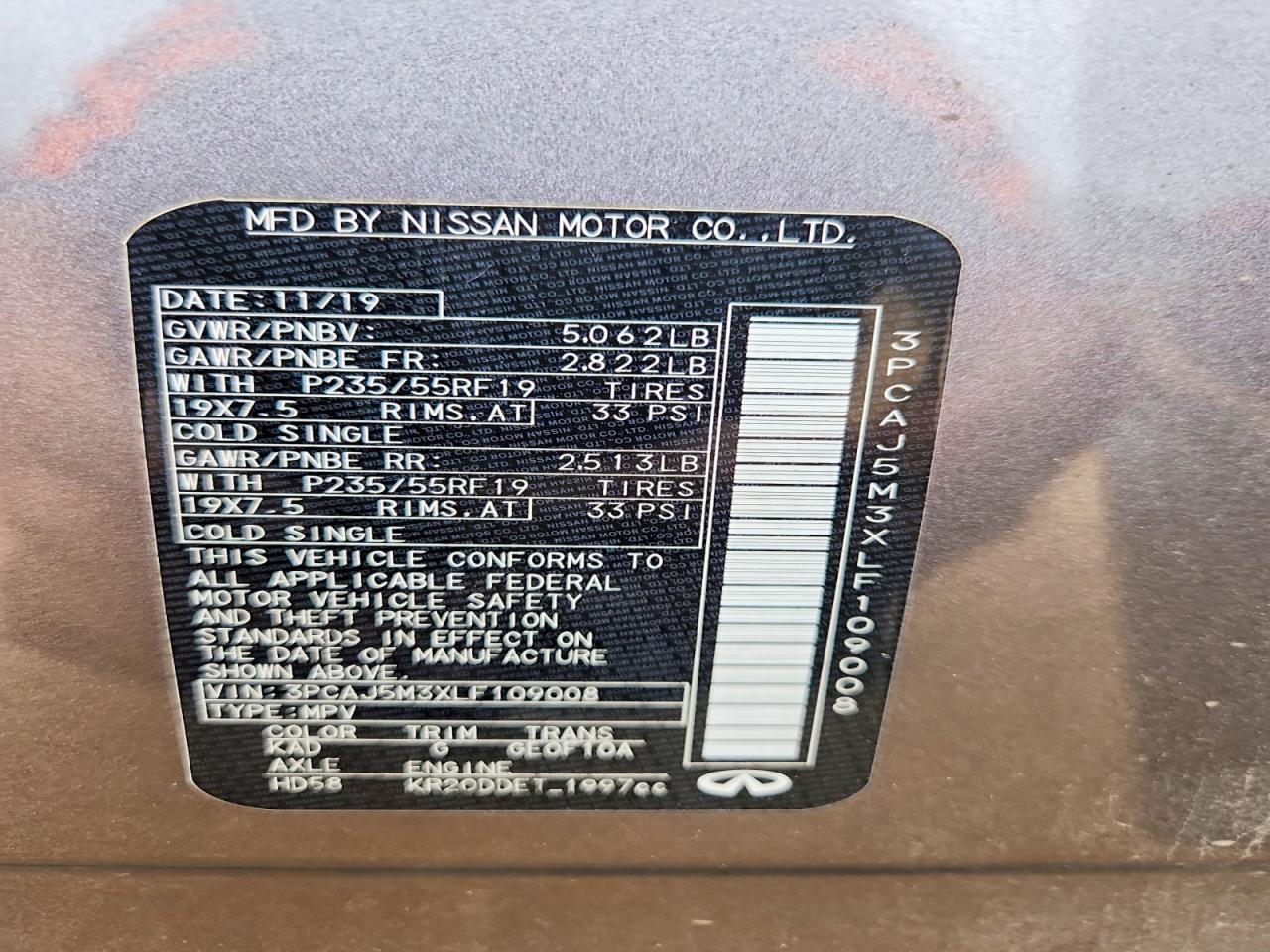 2020 Infiniti Qx50 Pure