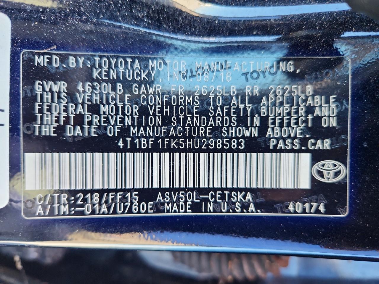 2017 Toyota Camry le