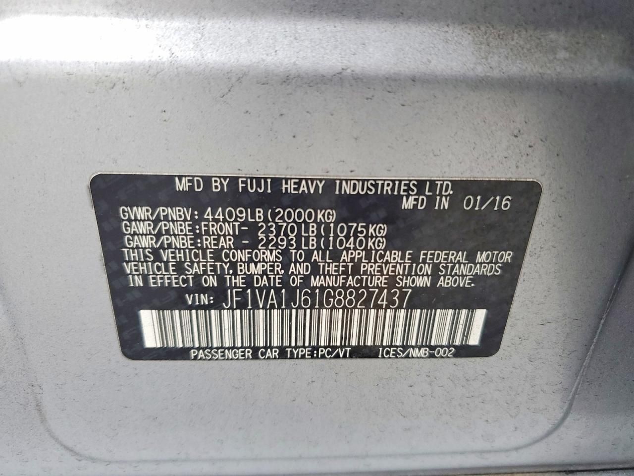 2016 Subaru Wrx Limited