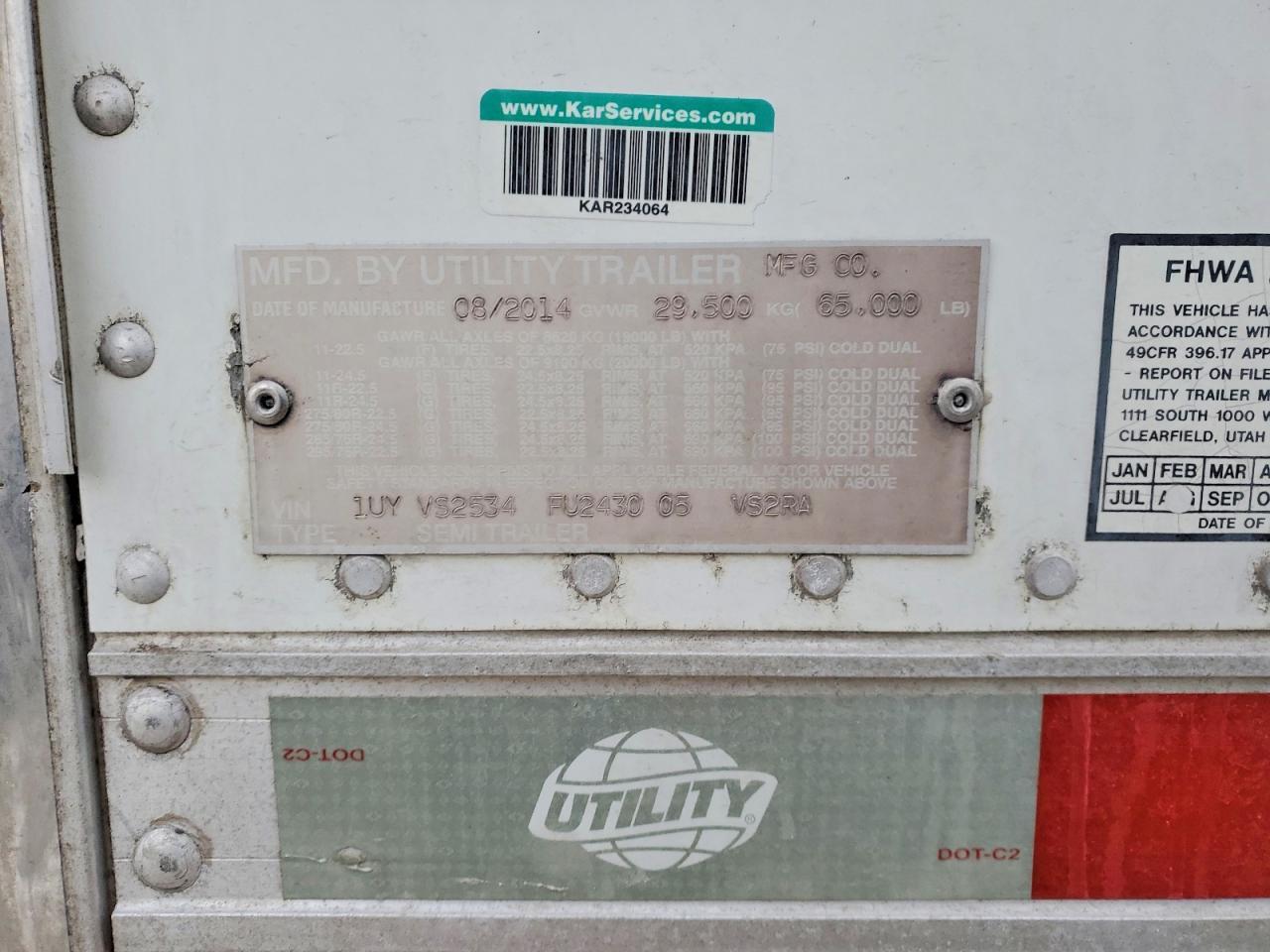 2015 Utili 2015 Uhzn Unknown-Refrigerated Van Trailer