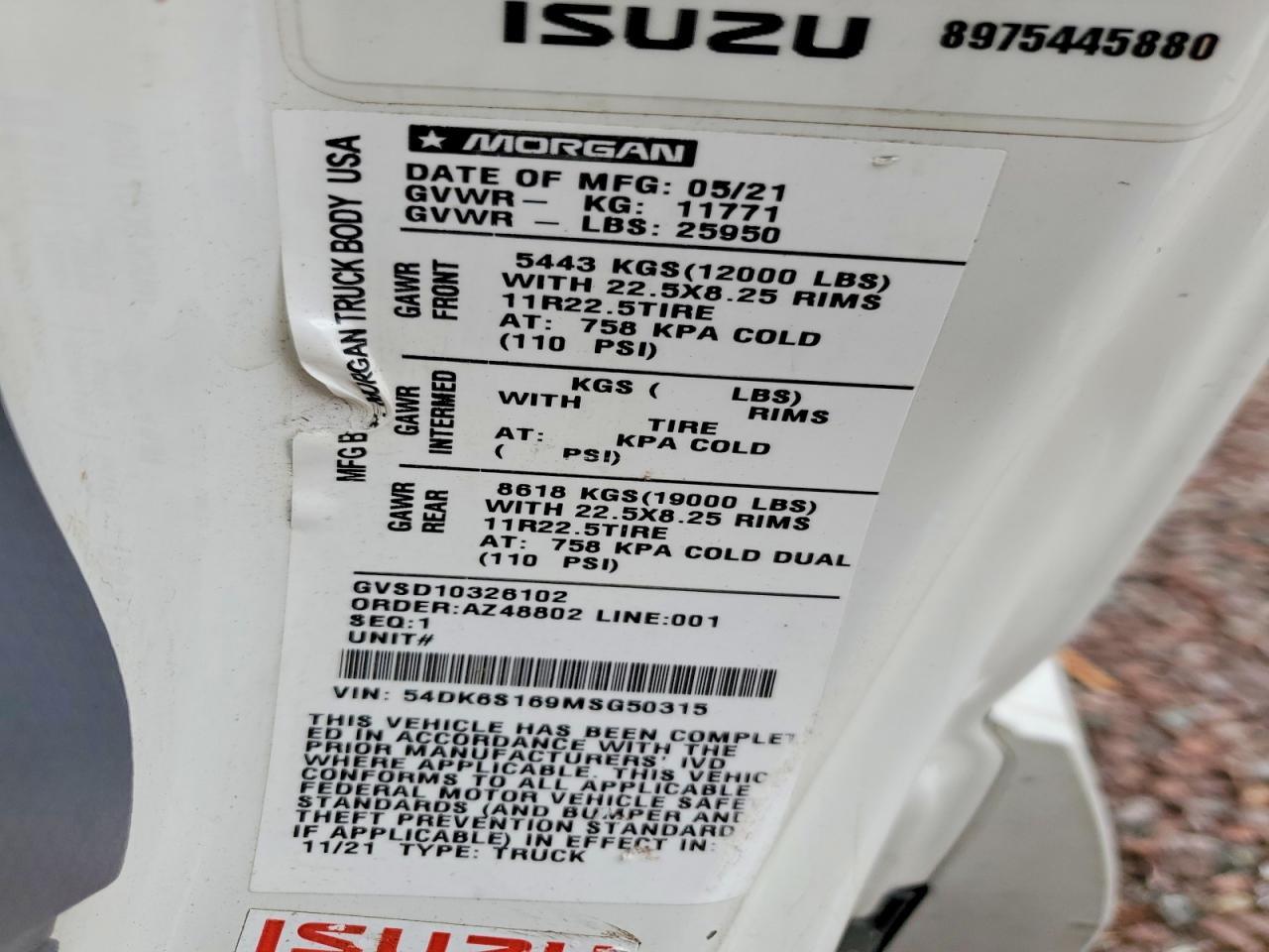 2021 Isuzu FTR BOX Truck