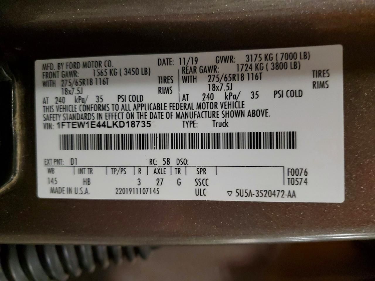 2020 Ford F150 Supercrew