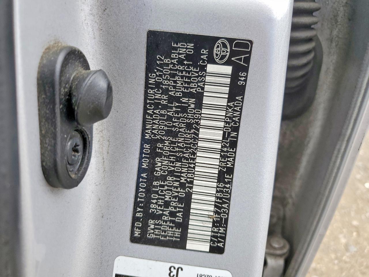 2012 Toyota Corolla Base