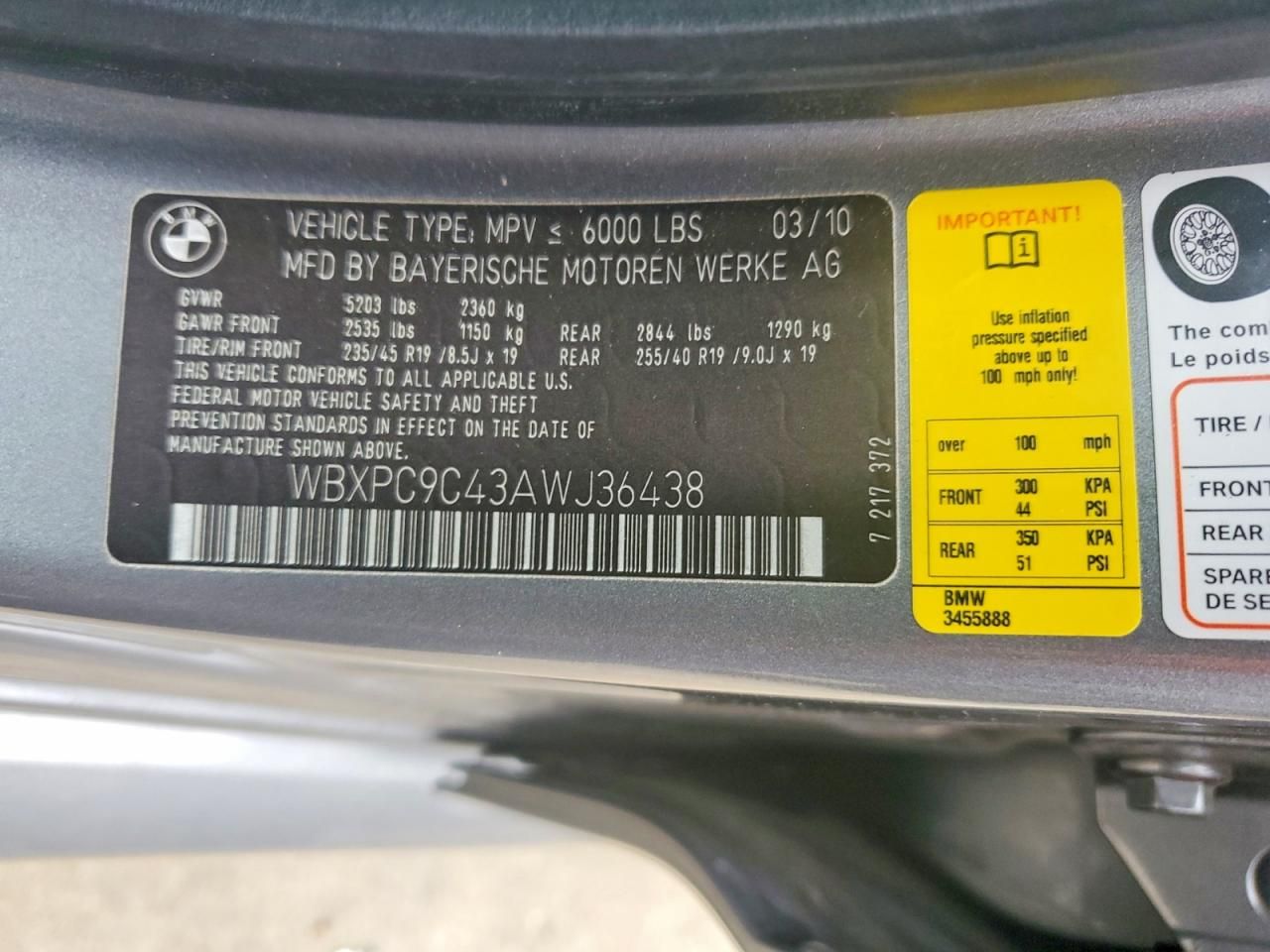 2010 BMW X3 Xdrive30i