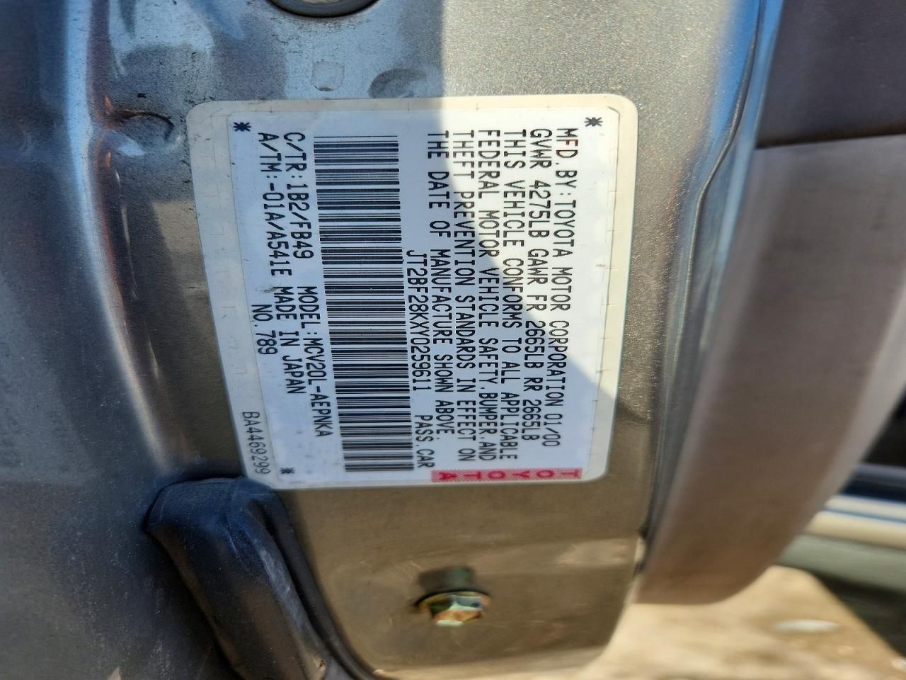 2000 Toyota Camry le