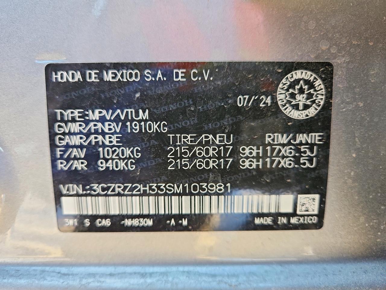 2025 Honda Hr-v lx