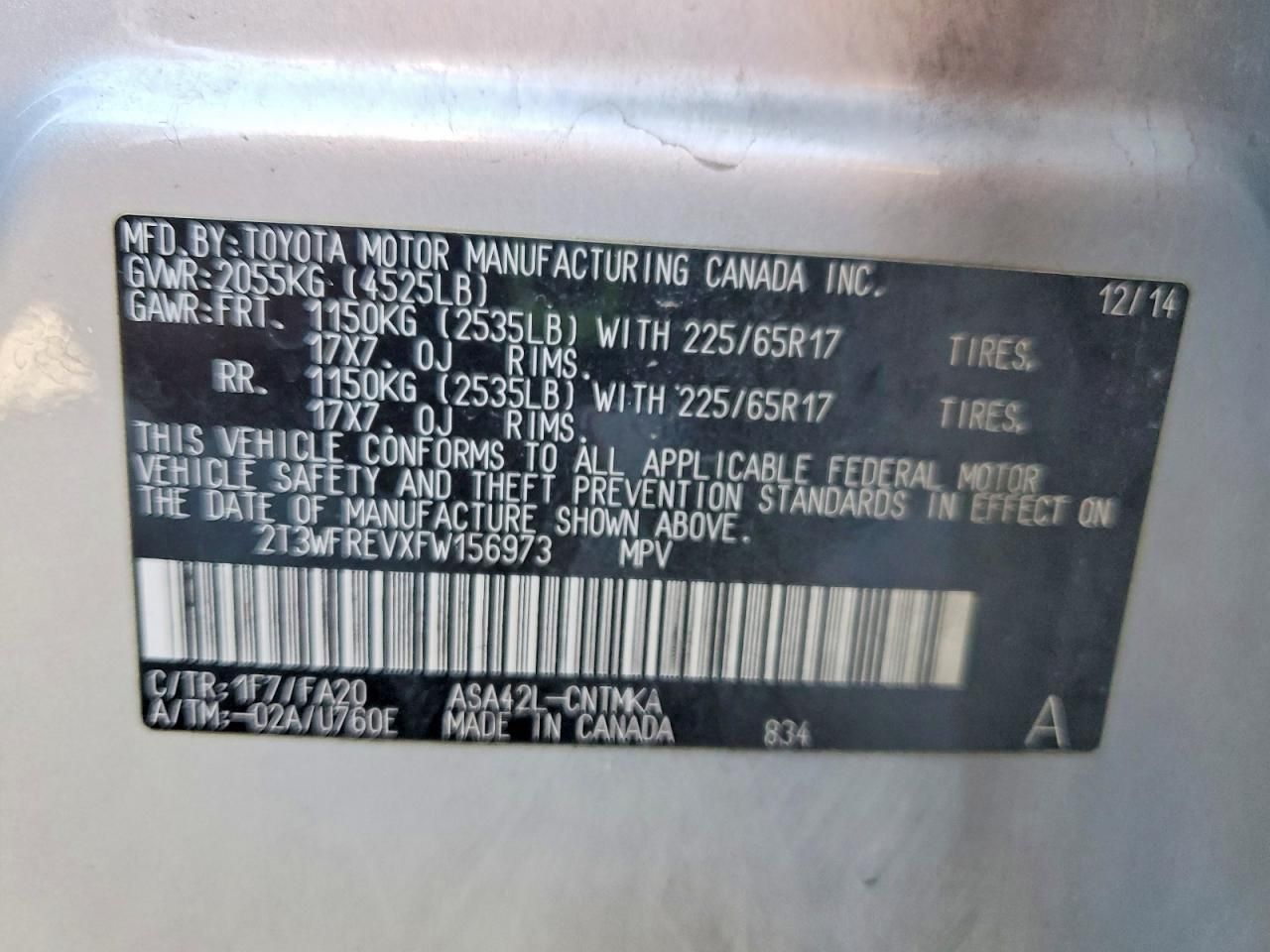 2015 Toyota Rav4 xle