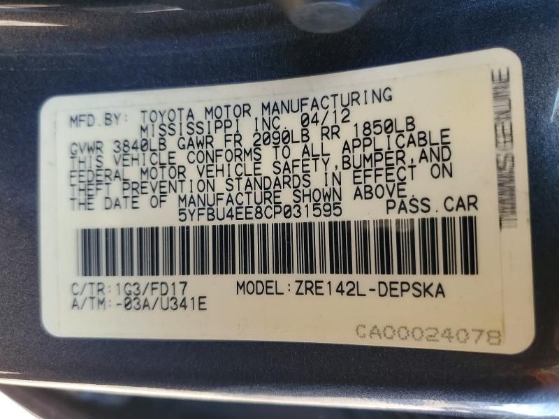 2012 Toyota Corolla Base