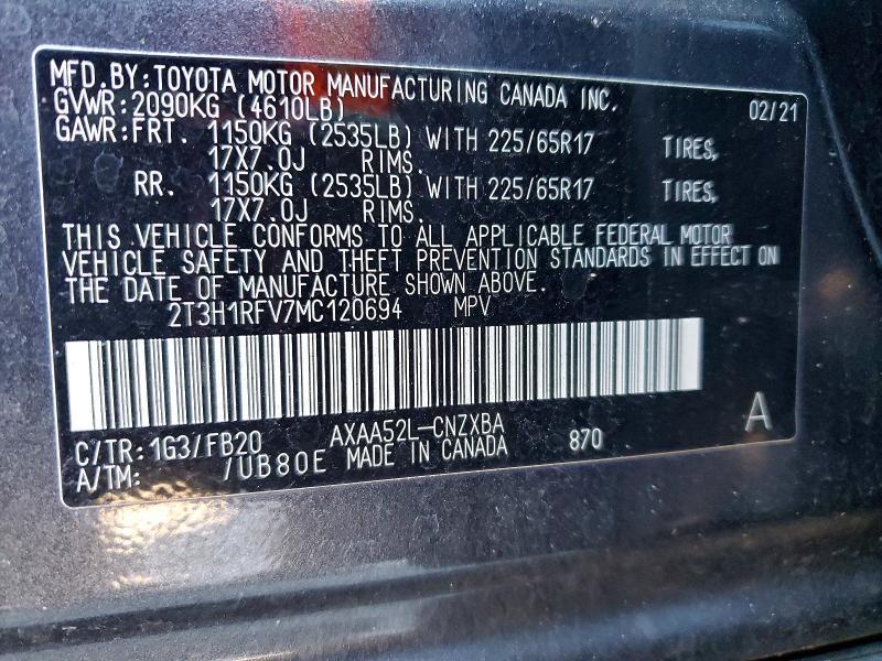 2021 Toyota Rav4 le
