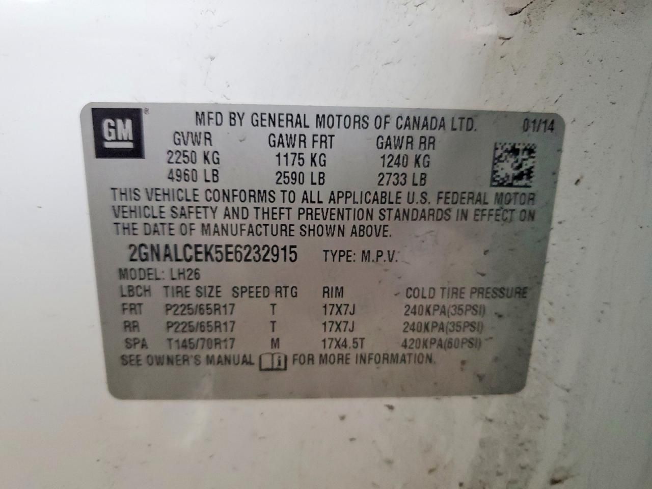 2014 Chevrolet Equinox lt