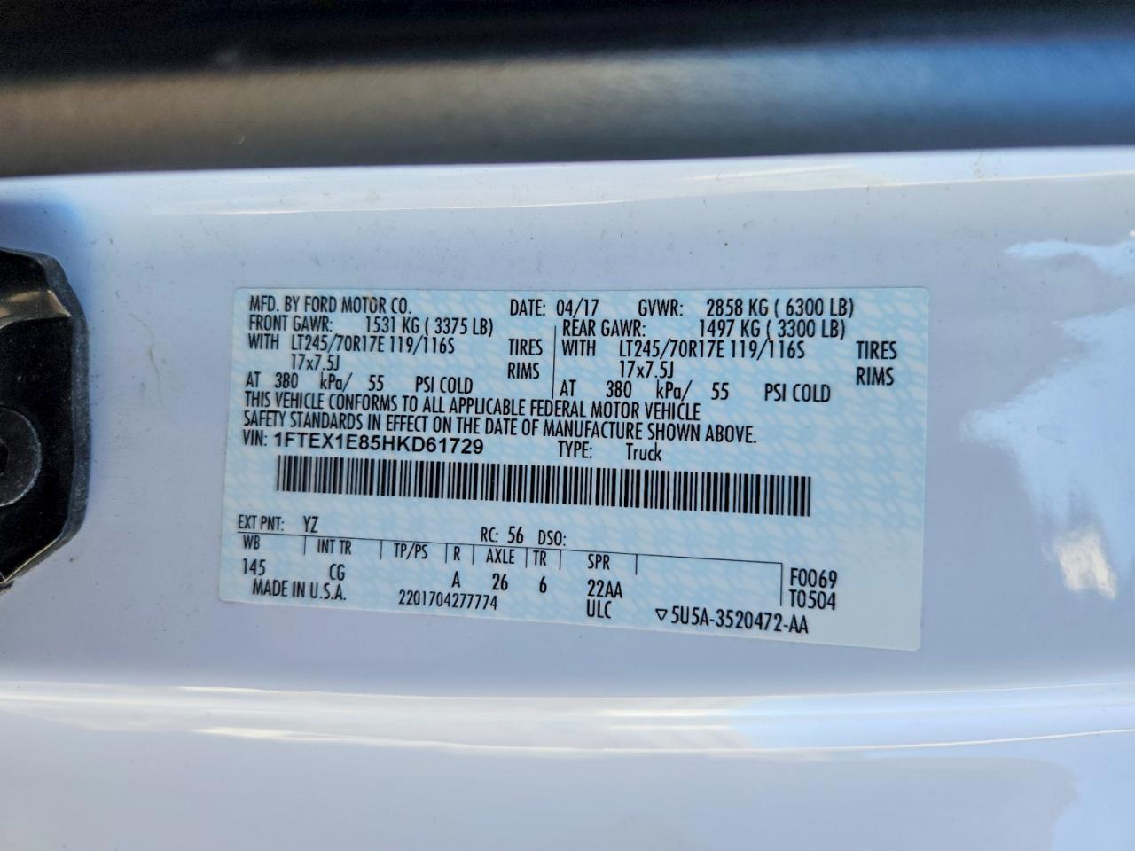 2017 Ford F150 Super cab