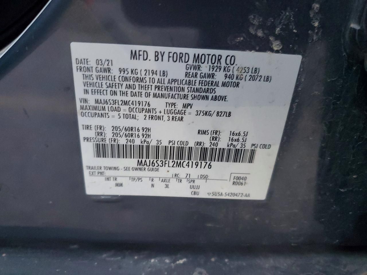 2021 Ford Ecosport s