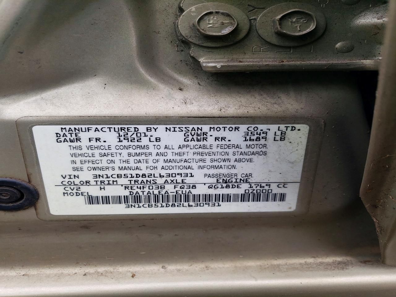 2002 Nissan Sentra xe