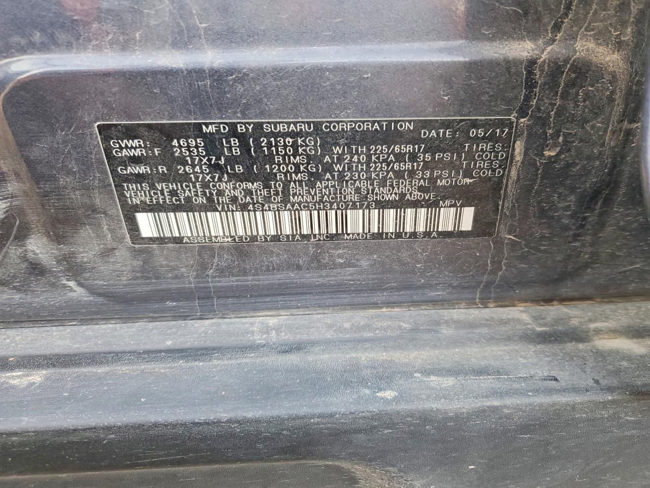 2017 Subaru Outback 2.5i