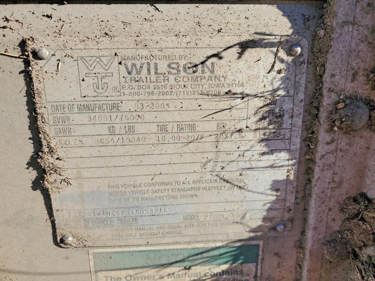 2010 Wilson Psdci-408 Livestock Trailer