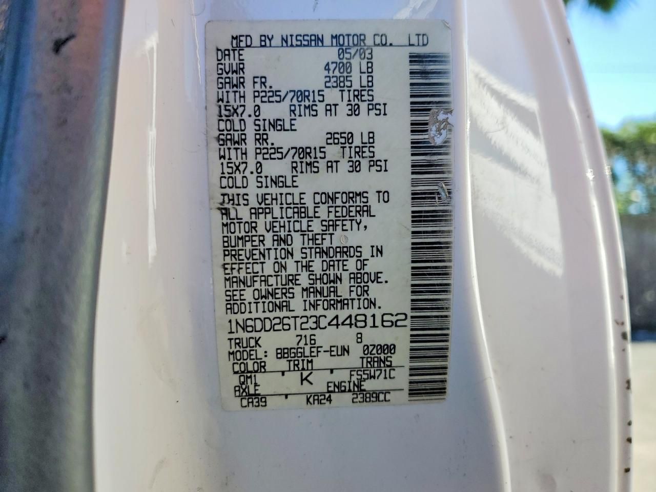 2003 Nissan Frontier King cab xe