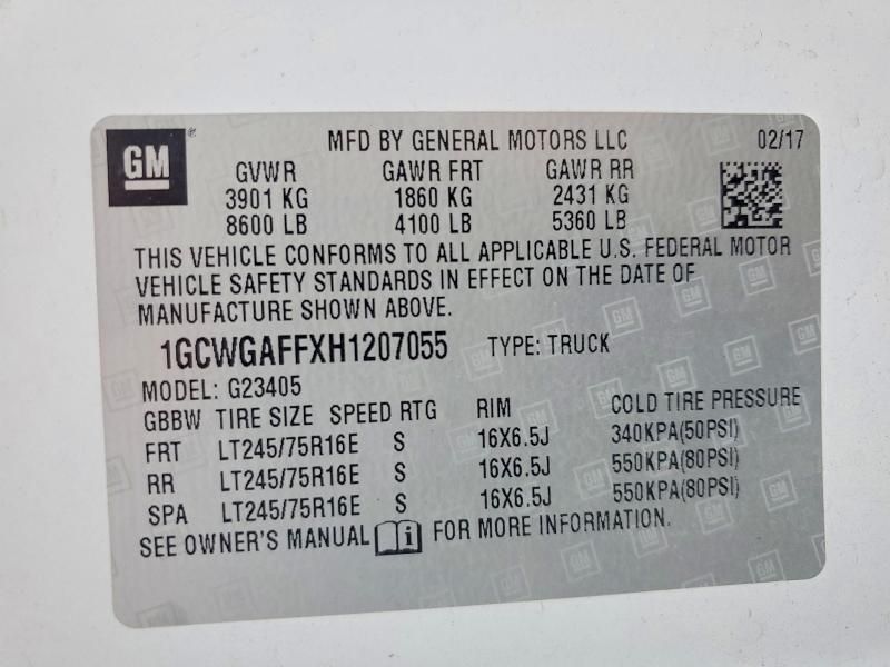 2017 Chevrolet Express G2500 Utility / Service Van