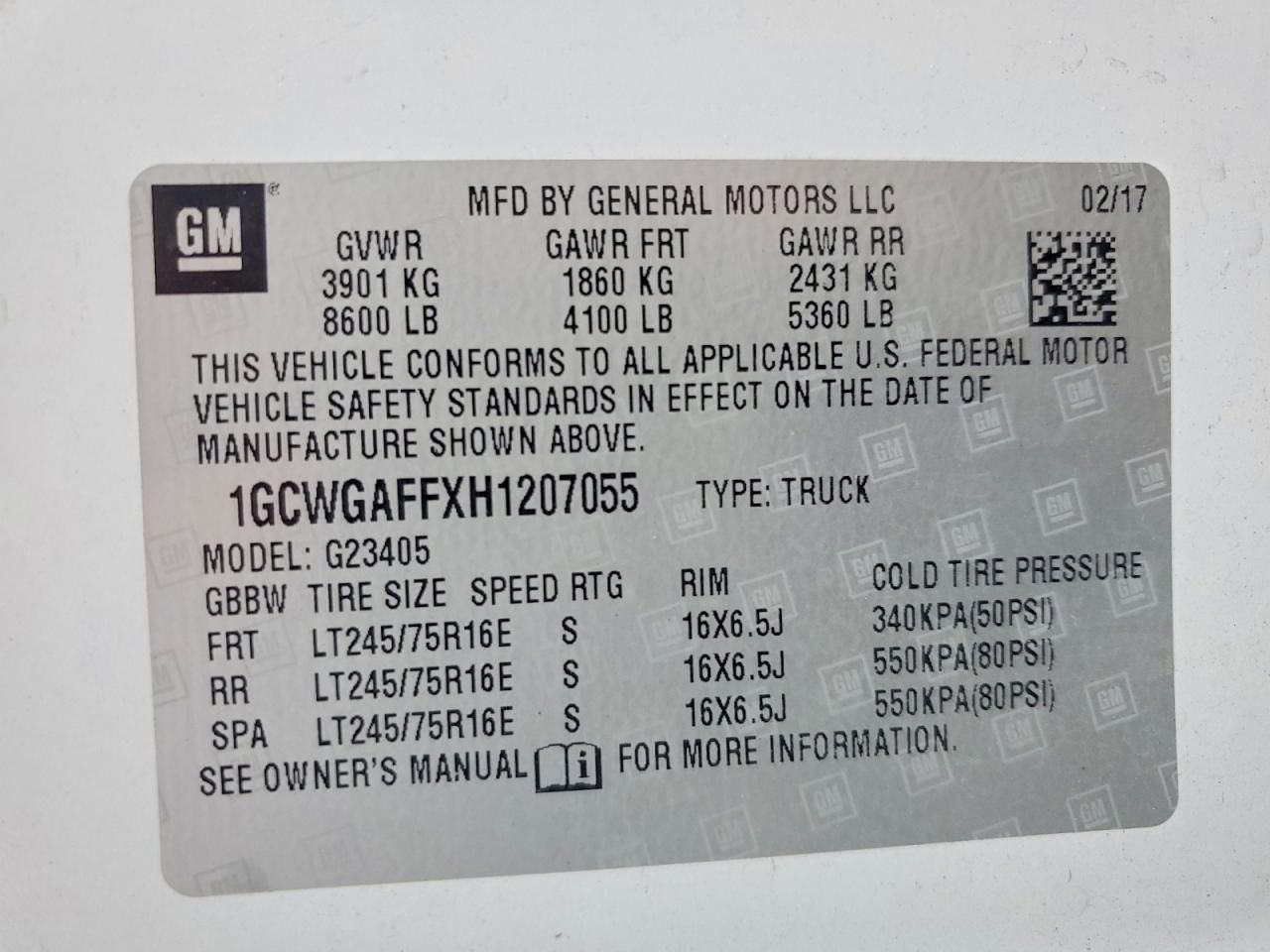 2017 Chevrolet Express G2500 Utility / Service Van