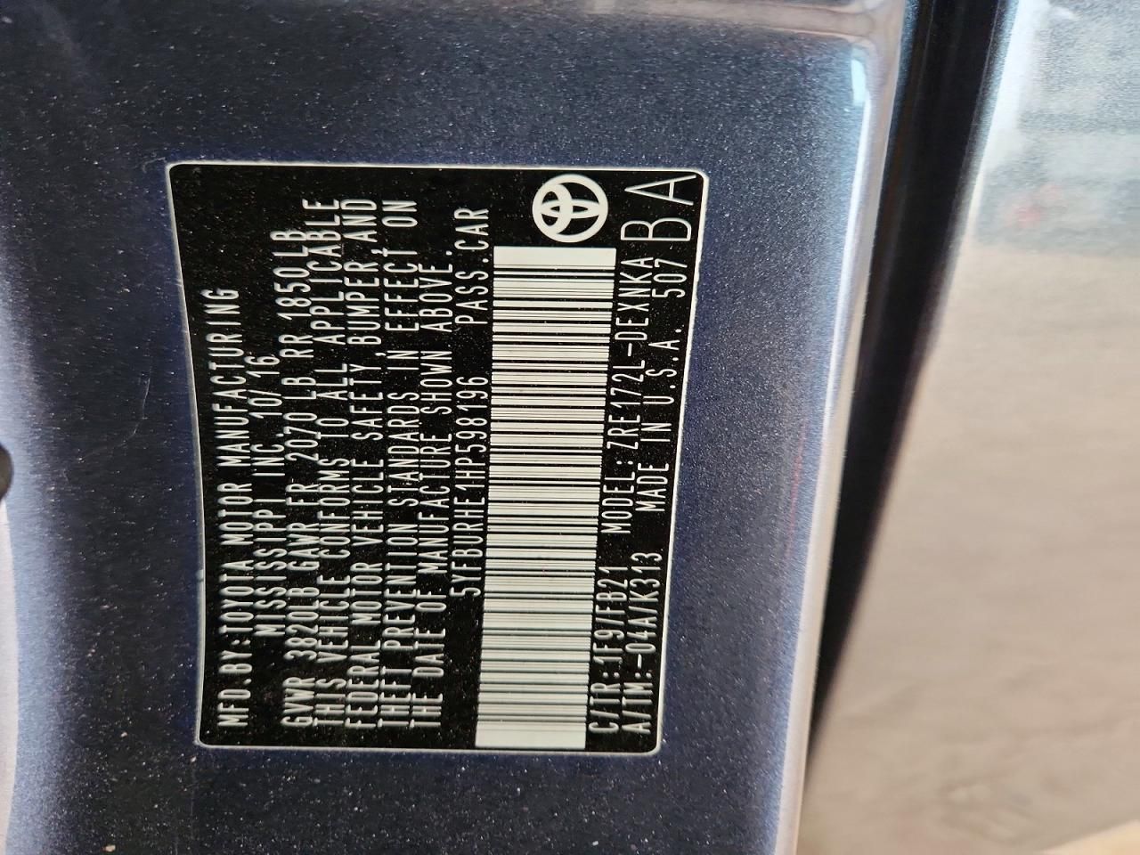 2017 Toyota Corolla l