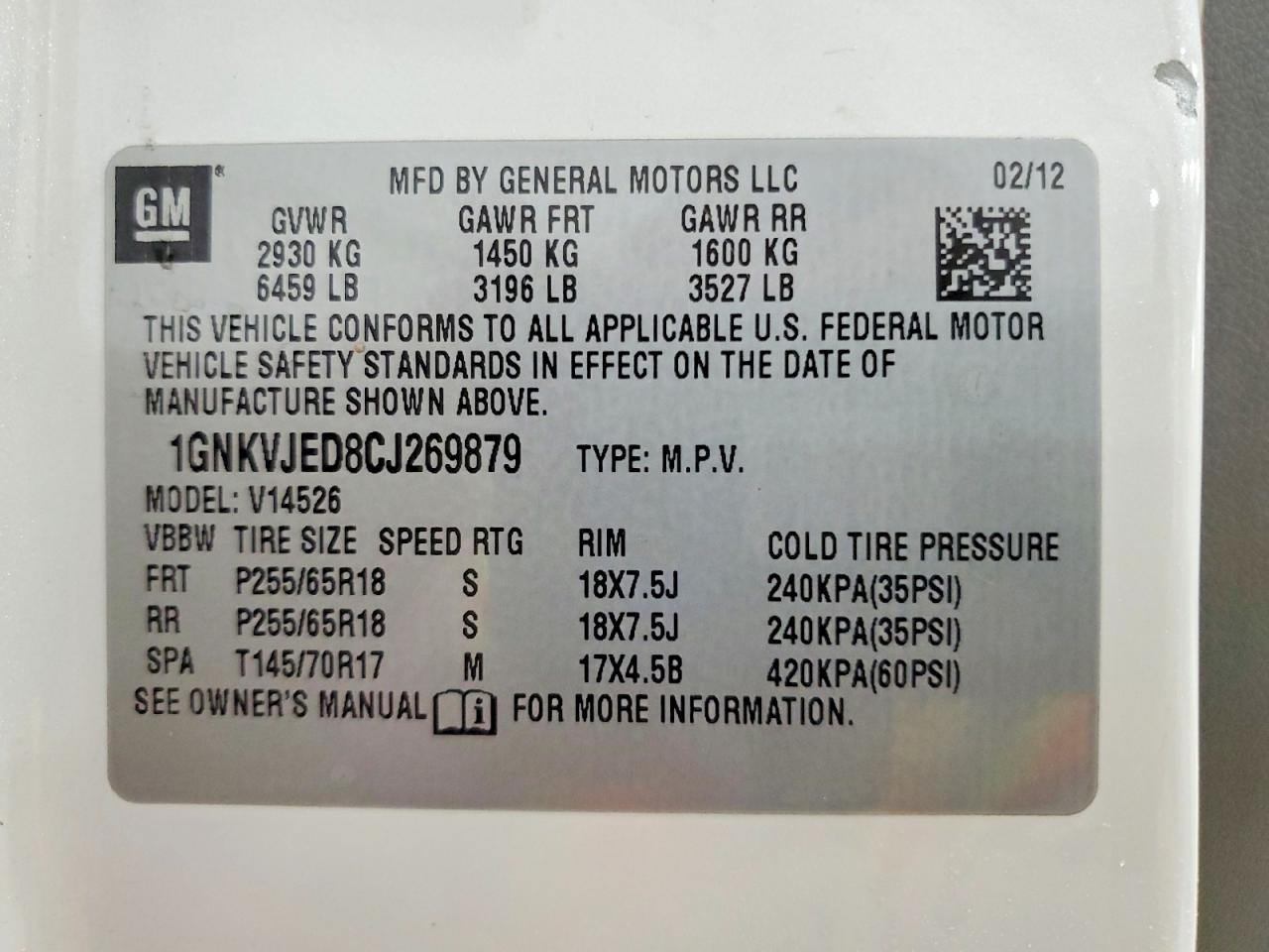 2012 Chevrolet Traverse lt