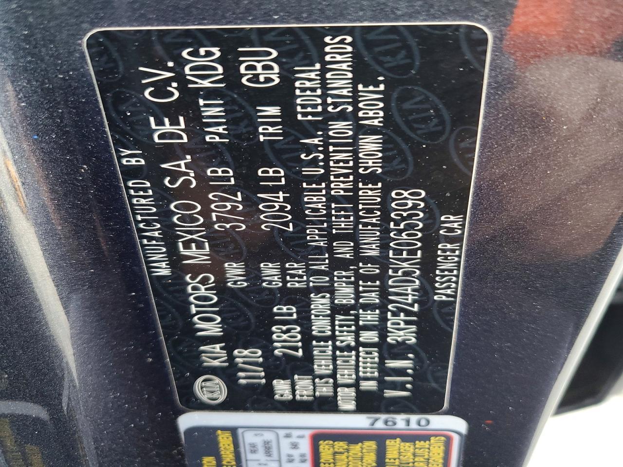 2019 KIA Forte fe