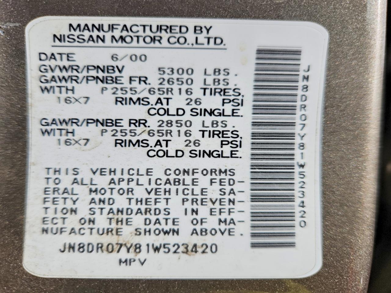 2001 Nissan Pathfinder le