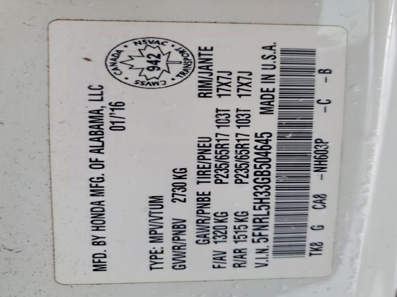 2016 Honda Odyssey se